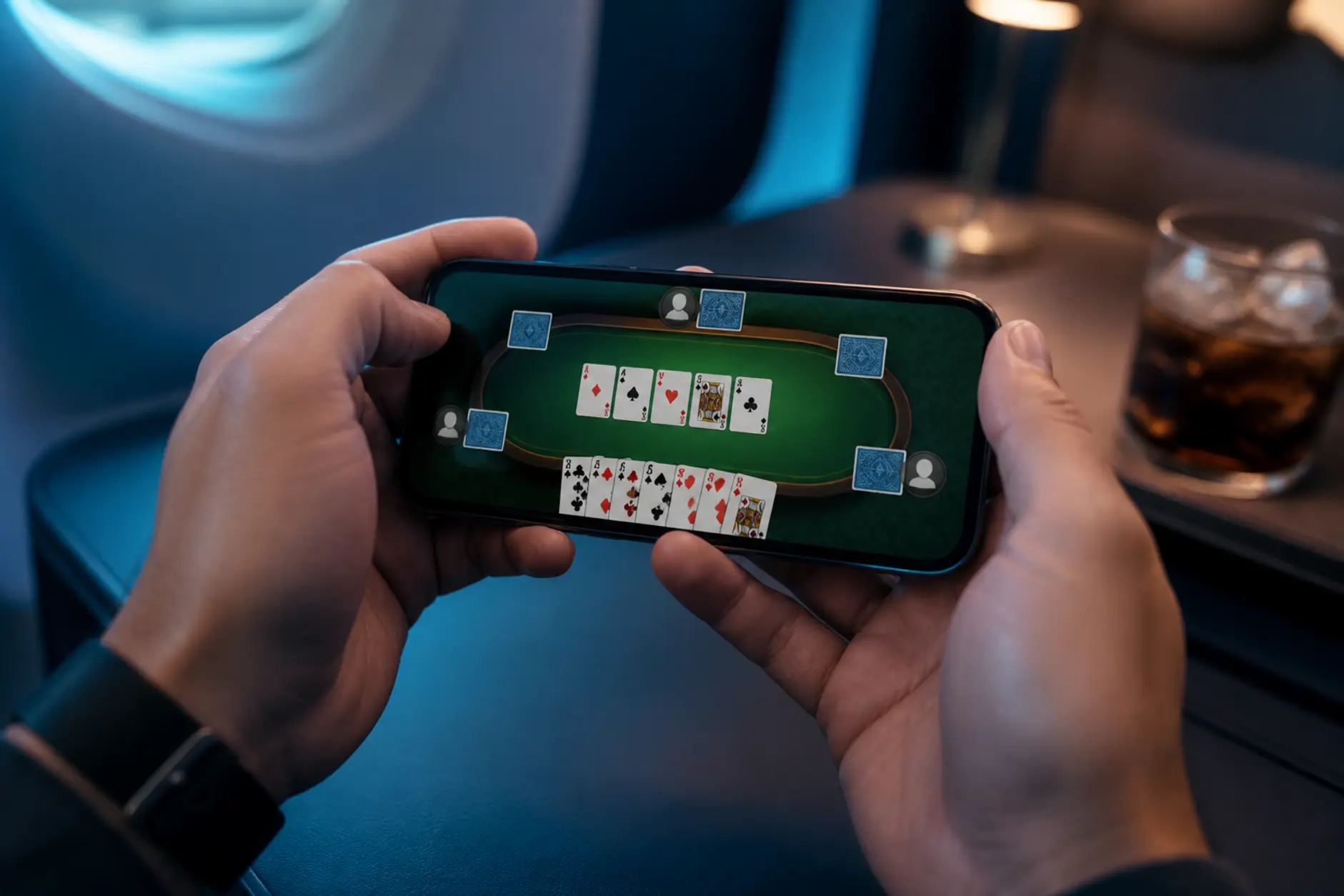 Gracz korzystający z mobilnej wersji poker online na smartfonie